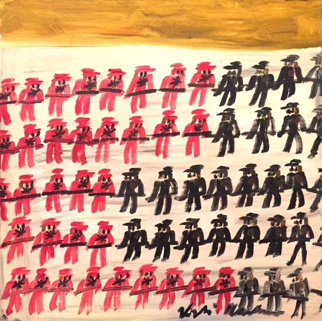 Alessandro Vignali - Guerra inglese blocco nordico - cm 100x100 - Olio su tela - 2016